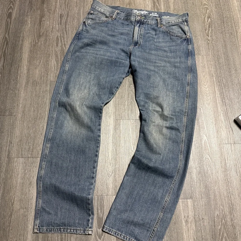Wrangler Retro Jeans Mens 38x32 Blue Denim Slim Straight Western Workwear
